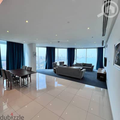 شقة 2 غرفة نوم للايجار في السالمية، مدينة الكويت - Furnished apartment with a direct sea view for rent in Salmiya, Block