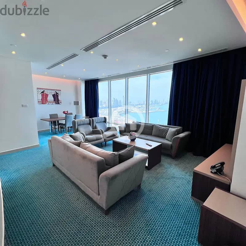 Furnished apartment with a direct sea view for rent in Salmiya, Block Furnished apartment with a direct sea view for rent in Salmiya, Block