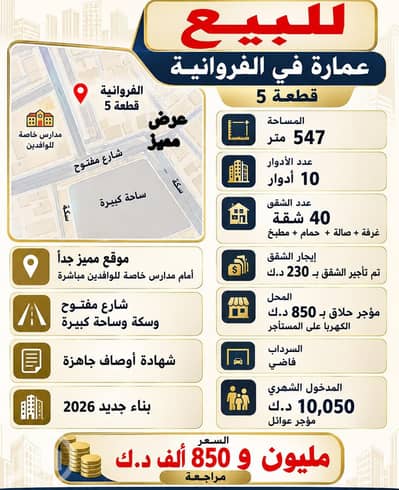 مجمع تجاري  للبيع في الفروانية، مدينة الكويت - للبيع عمارة في الفروانية
