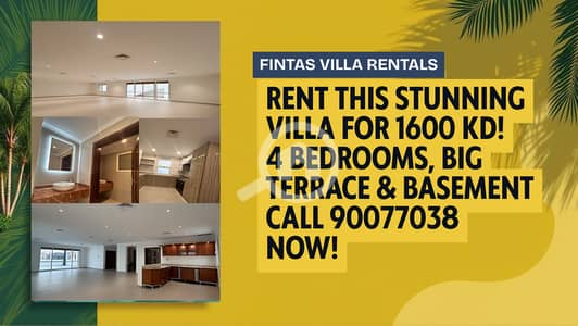 فیلا 4 غرف نوم للايجار في الفنطاس، مدينة الكويت - Brand New Luxury Villa for Rent in Fintas, Kuwait | Spacious 400 SQ